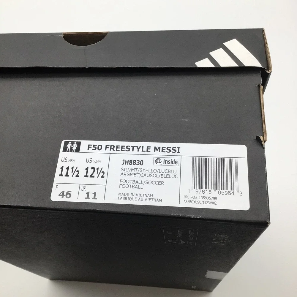 Adidas F50 Freestyle Messi Indoor Soccer Shoes Men‎ 11.5 Neon Yellow Blue JH8830 - Picture 8 of 8